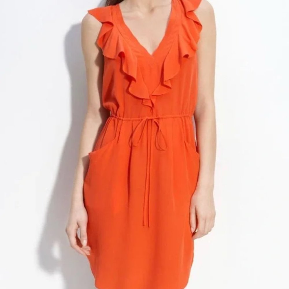 Rebecca Taylor Silk Dress, ruffles, drawstring, Size 8